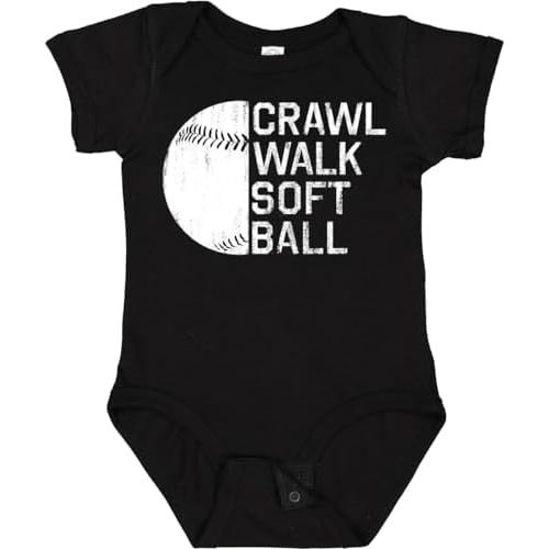 inktastic Crawl Walk Softball Baby Bodysuit
