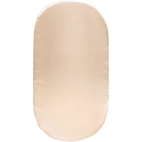 SiinvdaBZX Satin Bassinet Sheets for Baby Hair, Silky Soft Beige Bassinet Fitted Sheets for Hourglass, Oval & Rectangular Bassinet Mattress (Pack of 1)