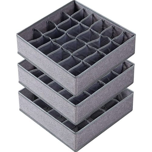 Amazon.com: Criusia 3 Pack Sock Underwear Organizer Dividers, 64 Cell Fabric Foldable Drawer Organizer for Dresser Closet Organizers and Storage Boxes for Organizing Socks, Underwear, Ties (16+24+24 Cell, Gray) : Home & Kitchen