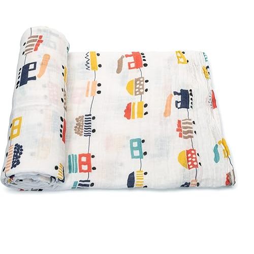 Baby Swaddle Blanket - 100% Muslin Cotton Unisex Soft Swaddle Wrap for Baby Boys or Girl - Neutral Newborn Receiving Blankets - Nursery Swaddling for Babies - 47” x 47” (Trains)