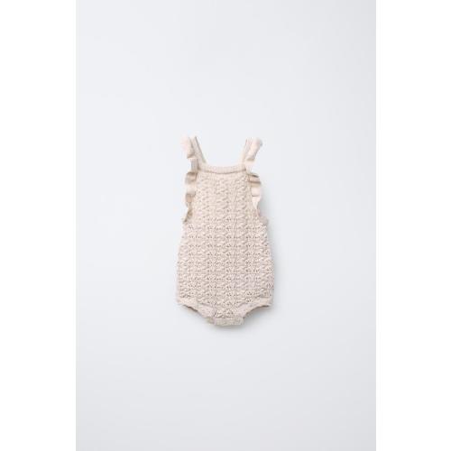 ROMANTIC KNIT ROMPER - Light beige | ZARA United States