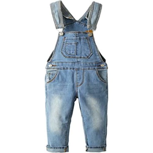 KIDSCOOL SPACE Baby Toddler 2 Buttons Adjustable Straps Fashion Jean Overall