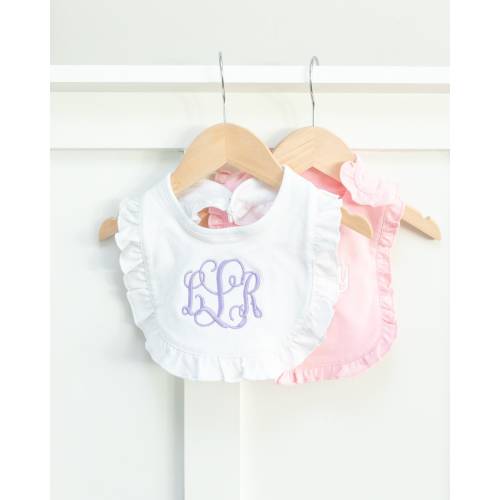 Monogrammed Ruffle Baby Bib, Personalized Bibs, First Birthday Bib, Newborn Baby Shower Gift, Cake Smash Outfit, Custom Baby Bib, Niece Gift