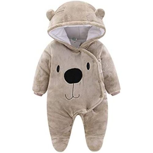 ALLAIBB Baby Newborn Snowsuit Winter Hooded Footie Fleece Jumpsuit for Infant Girls Boys