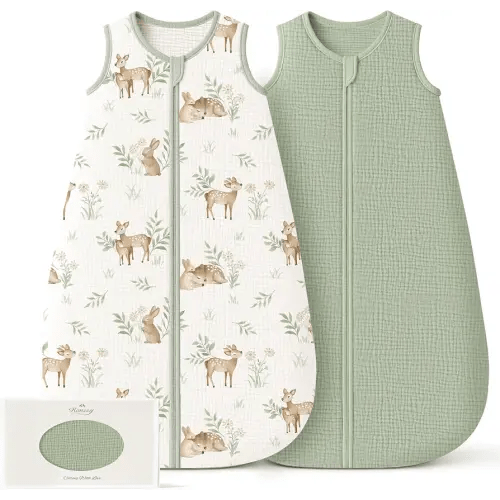 Konssy Muslin Baby Sleep Sack 0-6 Months, 0.8 TOG Baby Wearable Blanket