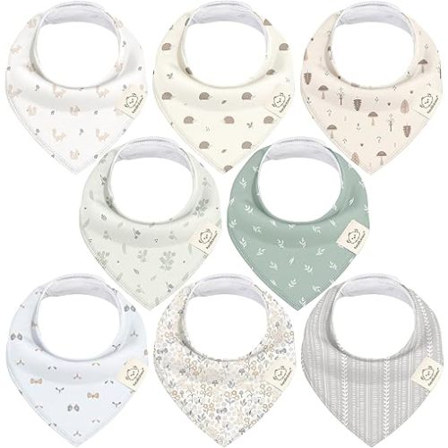 8-Pack Organic Baby Bandana Drool Bibs for Girls - Super Absorbent Baby Bibs for Baby Girls, Baby Boys, Soft Cotton Bandana Bibs, Baby Drool Bib, Teething Bibs for Infant, Toddler, Bib Girl (Prairie)