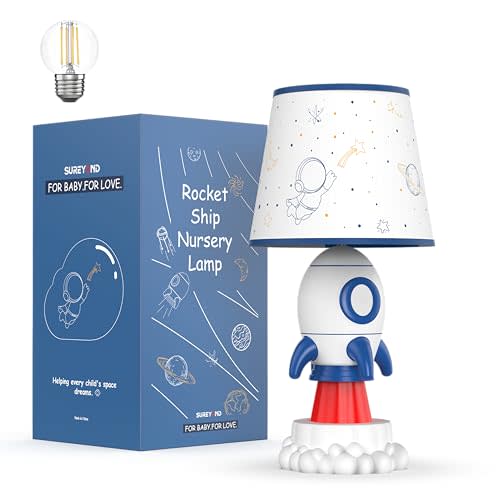 SUREYOND Rocket Lamp, Kids Space Decor with E26 Blub & Shade, White