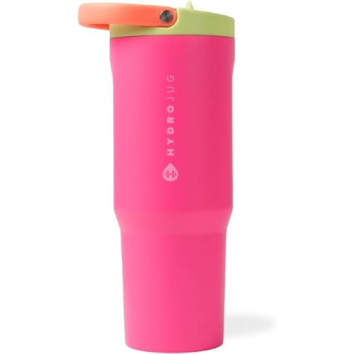 HydroJug Sport - Stainless Steel Tumbler with Straw, Vacuum Insulated, 32oz Leakproof Water Bottle, Ergonomic Design, Reusable, Dishwasher Safe, Rubber Base, Durable for Gym or Outdoors, Orchid