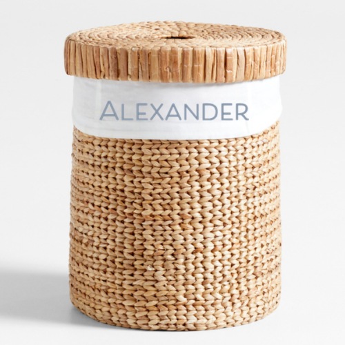 Personalized Wonderful Wicker Organic Cotton Hamper Liner
