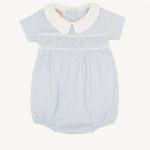 Short Sleeve Banbury Bubble - Buckhead Blue with Worth Avenue White Smocking