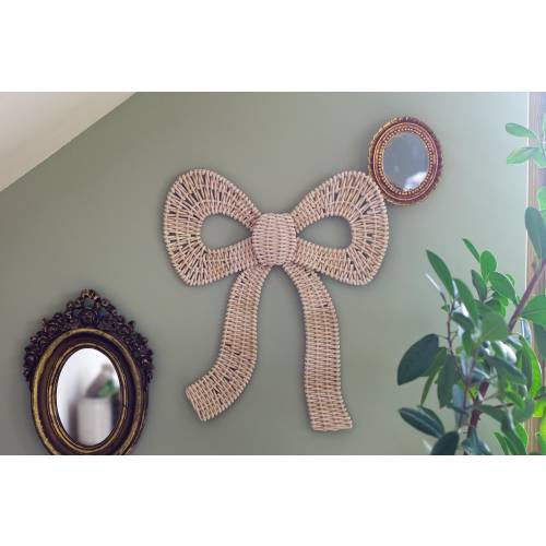 Beige or Pink Wicker Bow Wall Decor - Boho Nursery Decoration in Two Sizes