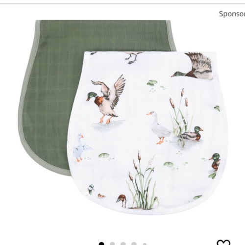 LifeTree Muslin Baby Burp Cloths - 2 Pack 70% Viscose from Bamboo and 30% Cotton Large 22'' by 10'' Absorbent Milk Spit Up Rags - Burping Cloths for Newborn, Girls Boys, MallardDuck & Olive