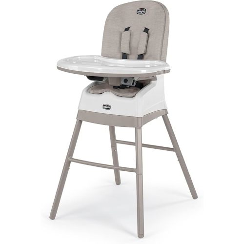 Chicco Stack® Hi-Lo 6-in-1 Multi-Use Convertible High Chair, Reclining High Chair for Babies and Toddlers Easy-Clean Baby Booster Toddler Seat Combo | Sand/Beige