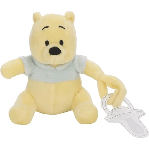 Disney Winnie The Pooh Yellow and Aqua Plush Buddy Pacifier Holder