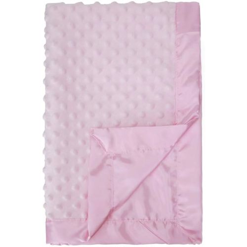 Pro Goleem Baby Soft Minky Dot Blanket with Silky Satin Backing Baby Gifts for Girls(Pink, 30’’ x 40’’)