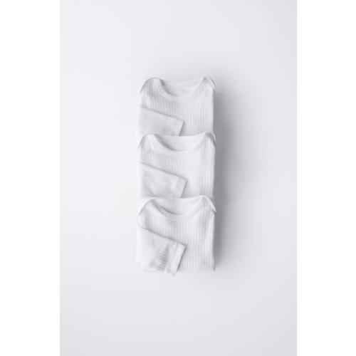 THREE-PACK OF BASIC ROUND NECK BODYSUITS - White | ZARA United States