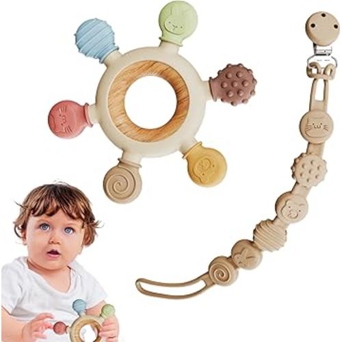TinyToes : Baby Teething Toys for Baby Toys 0-6 Months Bpa Free + Links Antidropping | Newborn Toys | | Baby Toys 6-12 Months | Teething Relief | Teethers for Babies 3-6 Months | Baby Necessities