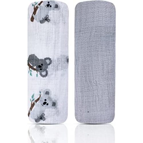 MODERN BABY Muslin Swaddle Blankets Newborn 2 Pack Soft Baby Wraps for Baby Girl 100% Cotton, Koala
