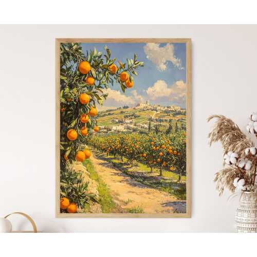 Tulkarm Countryside Art Print, Orange Groves and Farmers, Palestinian Landscape