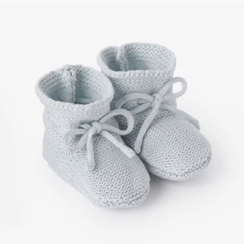Pale Blue Garter Knit Baby Booties – Elegant Baby