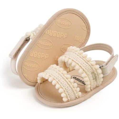 Ohwawadi Baby Boys Girls Sandals Soft Sole Summer Infant Wedding Dress Flat Shoes Beach Sandal Newborn Crib Shoes First Walkers