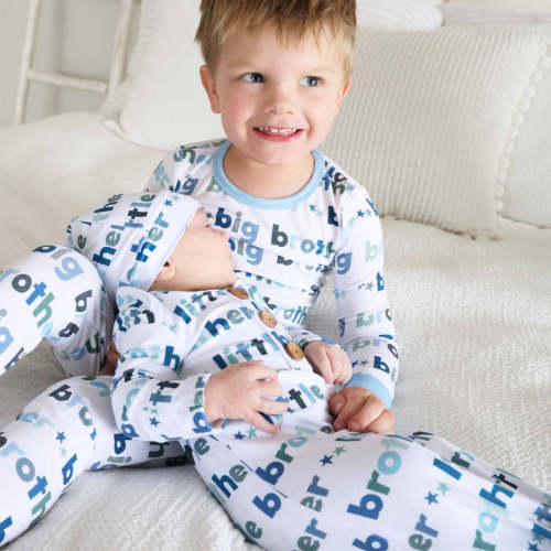 Little Brother Newborn Baby Knot Gown & Hat Set