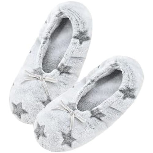 Keyela Women's Ballerina Slippers Light Weight Terry Cloth House Shoes, Foot Covering for Women, Fuzzy House Socks
