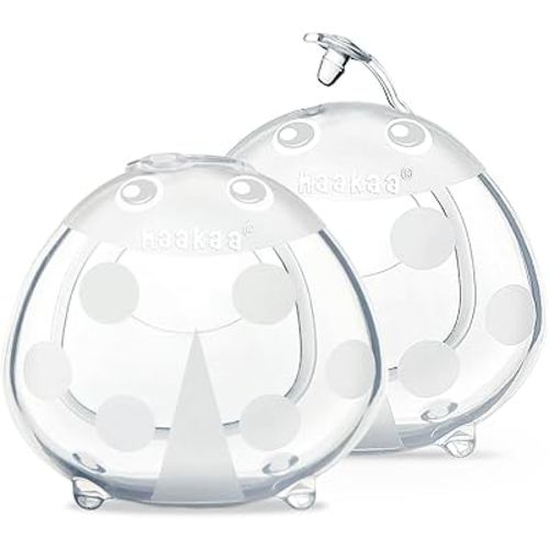 haakaa Ladybug Breast Milk Collector - Soft Breast Shells | Wearable Nursing Cups | Breastmilk Saver| Letdown Catcher for Pumping,Breastfeeding Moms,Protect Sore Nipples-2.5 oz/75 ml,2pcs