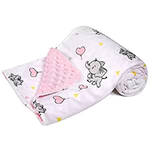 Amazon.com: DaysU Silky Micro Soft Plush Baby Blankets for Girls with Print Animal Pattern and Soothing Raised Dots, Double Layer Bed Throws for Baby Crib, Elephant, Pink, 30x40 Inches : Baby