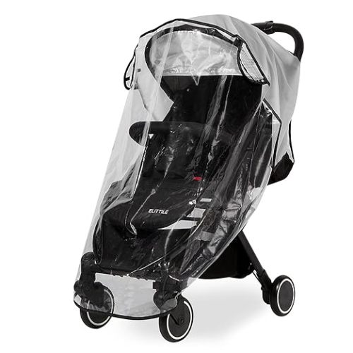 Clear Stroller Rain Cover, Universal Travel Weather Shield Breathable Baby Stroller Rain Cover for Windproof, Waterproof, Protect from Sun Dust Snow - 2 Piece Set
