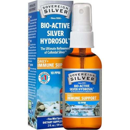 Sovereign Silver Immune Support, Colloidal Silver, Bio-Active Silver Hydrosol,10 ppm, Fine Mist Spray, 2 Fl Oz