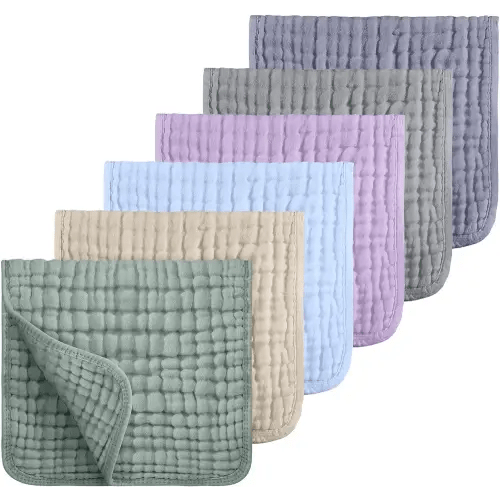 Looxii Muslin Burp Cloths 100% Cotton Muslin Cloths Large 20''x10'' Extra Soft and Absorbent 6 Pack Baby Burping Cloth for Boys and Girls(Multicolor)