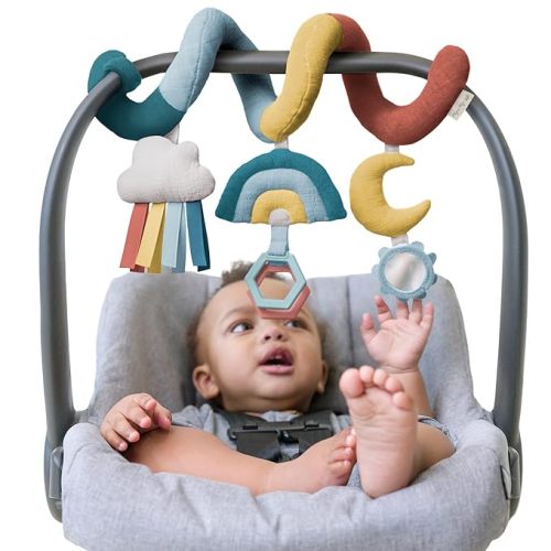 Amazon.com : Itzy Ritzy Spiral Car Seat & Stroller Activity Toy; Includes Clinking Rings, Mirror and Textured Ribbons; Rainbow : Toys & Games