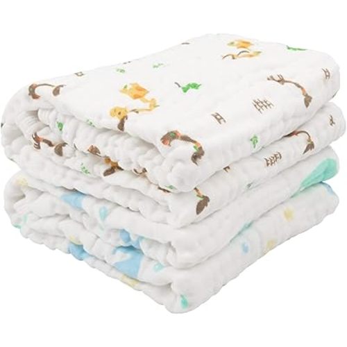 babygoal Baby Bath Towel 2 Pack, 100% Muslin Cotton Hooded Towel for Newborn,Toddler,Infant, Absorbent & Hypoallergenic Baby Gift for Boys Girls 35"x35" T0405