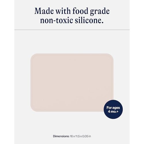 Lalo Silicone Placemat for Toddlers & Babies - Non-Slip Kids Placemat for Restaurants & Dining Tables - Non-Toxic & BPA Free Safe - for Ages of 4 Months and Up - Grapefruit