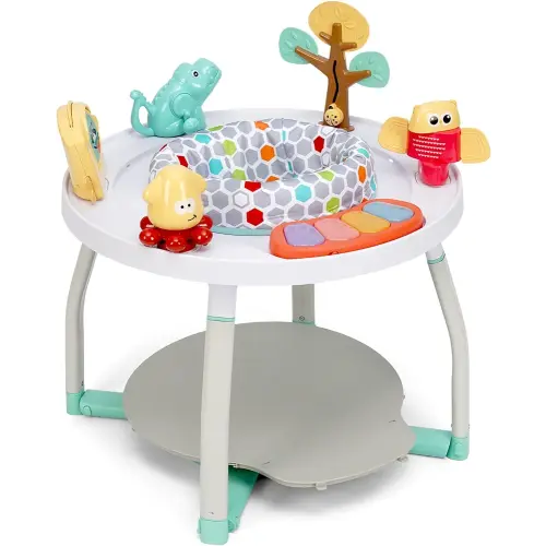 5-in-1 Activity Center, Tummy Time, Activity Center, Baby Balance Board, Toddler Activity Table, Table and Chair, Activity Center for Baby with 360° Rotating Seat, 3 Adjustable Height. 4M+