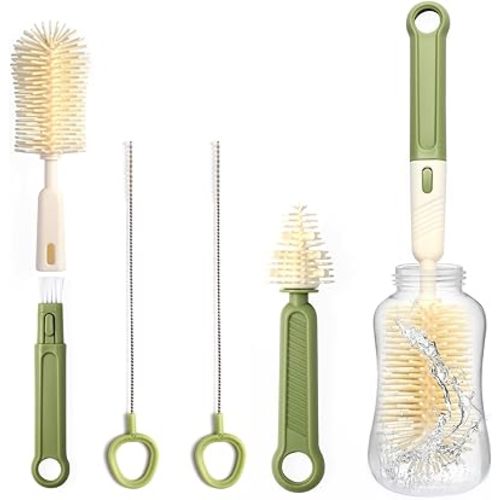 Baby Bottle Brush Set Compatible with Dr Browns, Silicone Cleaning Brush for Dr Brown Bottles, Bottle Cleaner kit for Dr Browns Glass Bottles