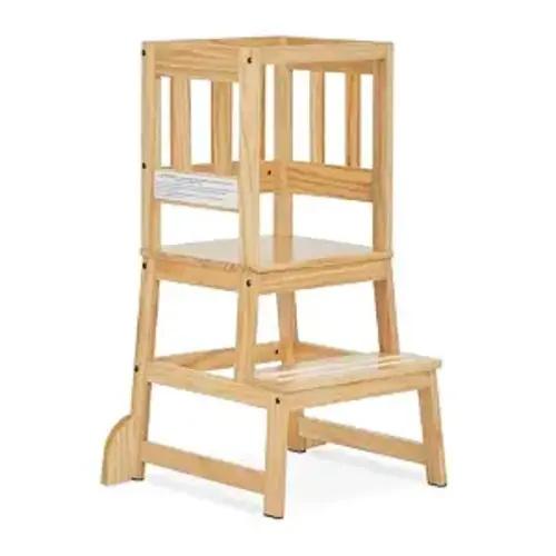 Dream On Me 2-in-1 Funtastic Toddler Tower & Kitchen Step Stool, Natural