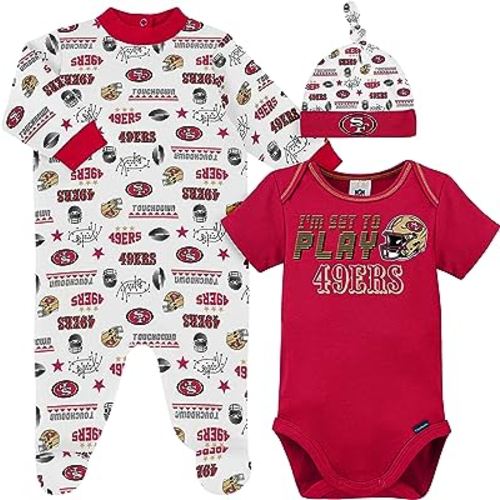 Gerber NFL Baby Boys' 3-Piece Bodysuit, Sleep 'n Play, & Cap Set