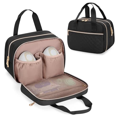 Damero Wearable Breast Pump Bag Compatible with Elvie, Willow and Momcozy Breast Pump, Carrying Case for Hand-Free Wearable Breast Pumps, Pump Parts and More, Black
