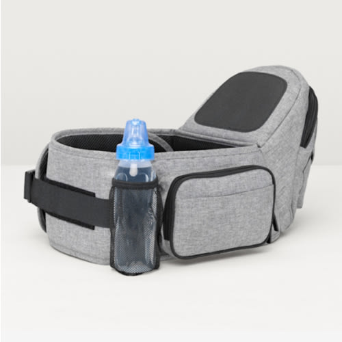 Tushbaby The Original Safety-Certified Hip Carrier for Babies & Toddlers: Machine Washable Child Waist Seat with Pocket Storage, As Seen on Shark Tank (23”-44” Waist, 0-3 yrs up to 45lbs) – Grey