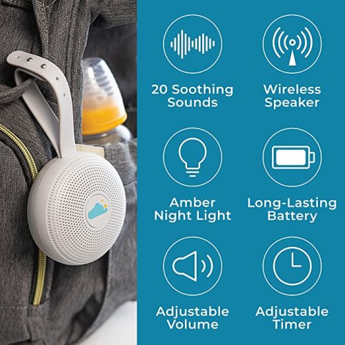 Yogasleep Hushh+ Portable White Noise Machine for Baby, 20 Soothing Natural Sounds, Wireless Charging & Speaker, Compact Size, Noise Canceling for Better Sleep, Privacy & Nursery Must Have