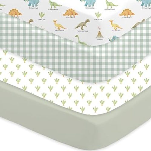 Bimocosy Crib Sheets 4 Pack, 52" x 28" Baby Fitted for Boys & Girls