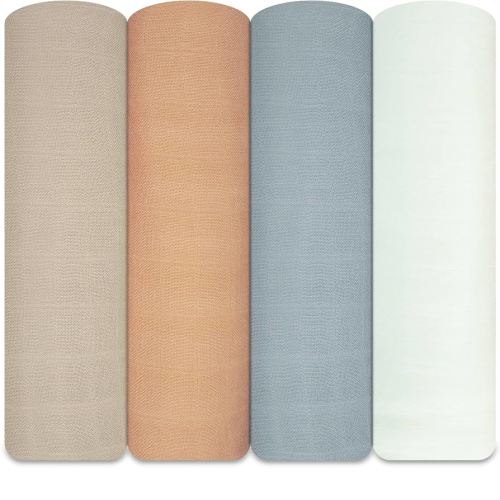 4-Pack Unisex Baby Blankets, Soft Silky Muslin Swaddle Blankets, Breathable & Skin-Friendly, 47 x 47 inches, Beige