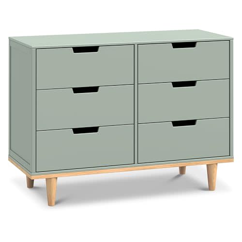 DaVinci Marley 6 Drawer Double Dresser in Light Sage and Honey, GREENGUARD Gold Certified