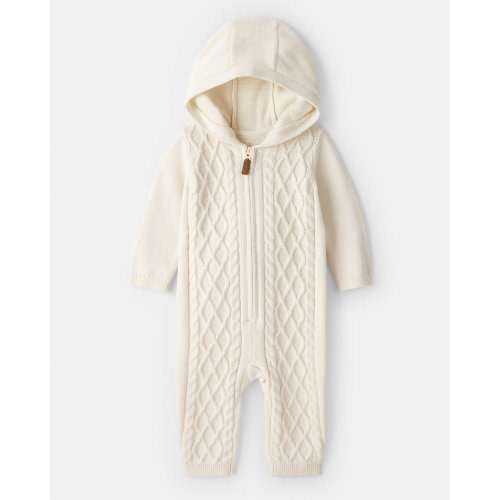 Baby Boy Long-Sleeve Cableknit Jumpsuit - Cream - Carter's | Carter's