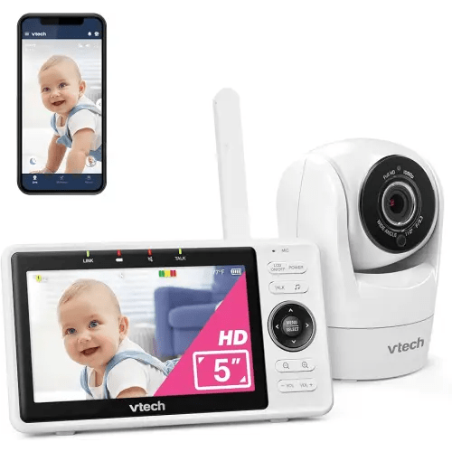 VTech Upgraded Smart WiFi Baby Monitor VM901, 5-inch 720p Display, 1080p Camera, HD NightVision, Fully Remote Pan Tilt Zoom, 2-Way Talk, Free Smart Phone App, Works with iOS, Android