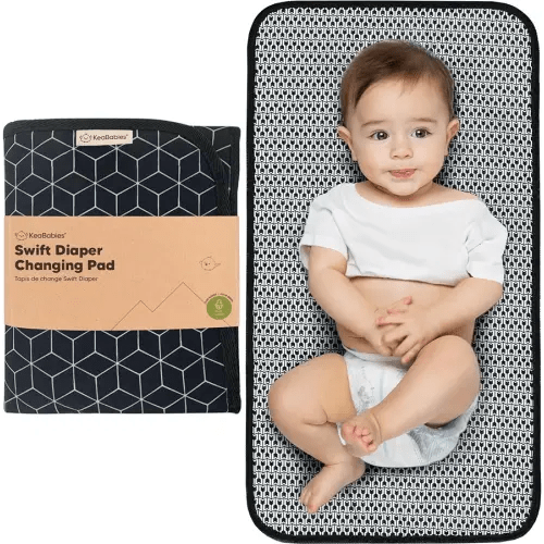 Portable Diaper Changing Pad - Waterproof Foldable Baby Changing Mat - Travel Diaper Change Mat - Lightweight Changing Pads for Baby - Baby Changer - Machine Washable (Black Geo)