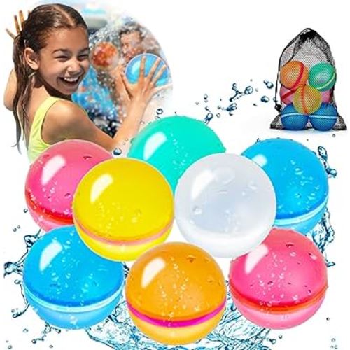 Reusable Water Balloons for Kids Adults, BestCosy Large Water Balloons with Mesh Bag, Self-Sealing Water Bomb for Summer Outdoor Game, Party Favors, Pool Party Supplies(8 Pack)