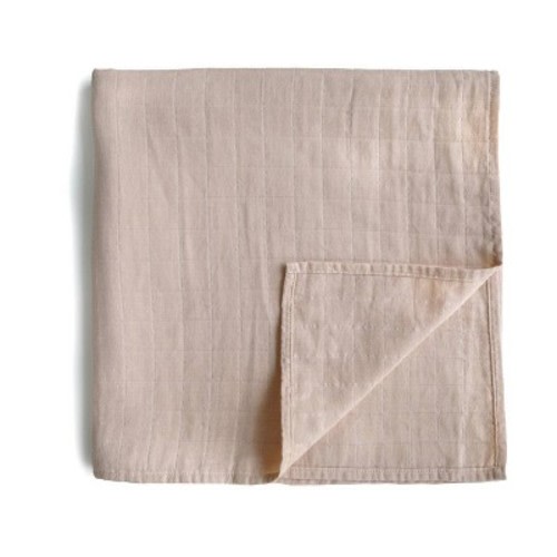 Mushie Muslin Swaddle Blanket Organic Cotton, Color: Blush
